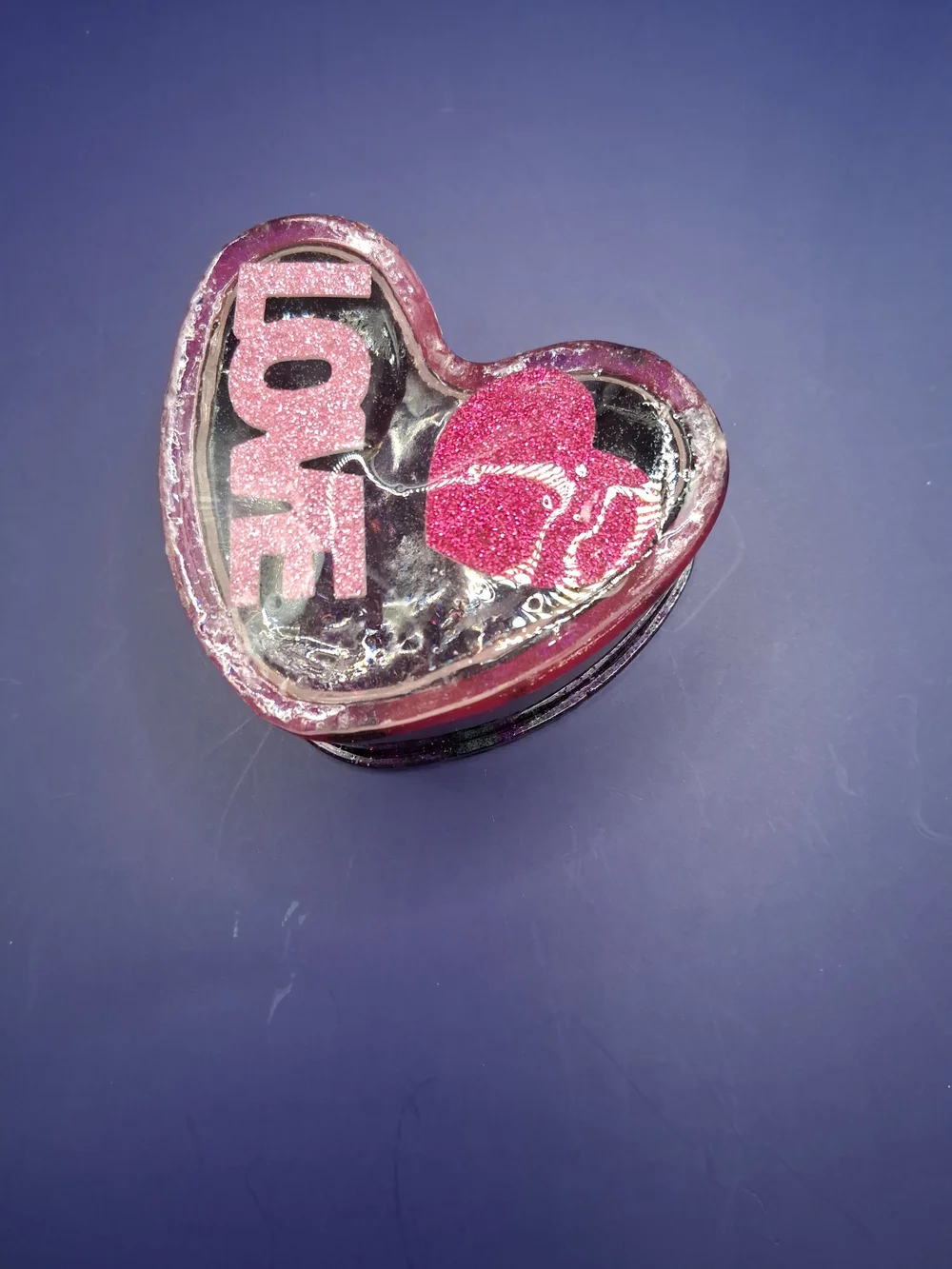 Heart-Shaped Pink Glitter Trinket Box
